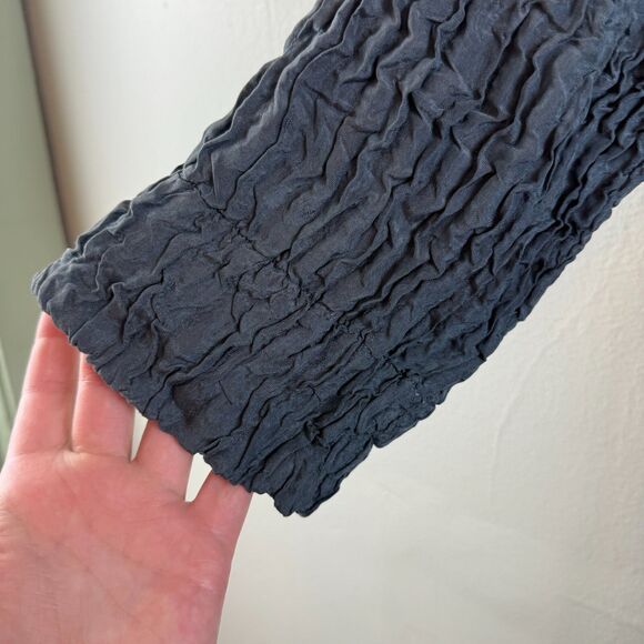 Grizas Lagenlook Tunic Top SIZE S Silk Linen Blend Black Crinkled Oversized - Picture 5 of 10